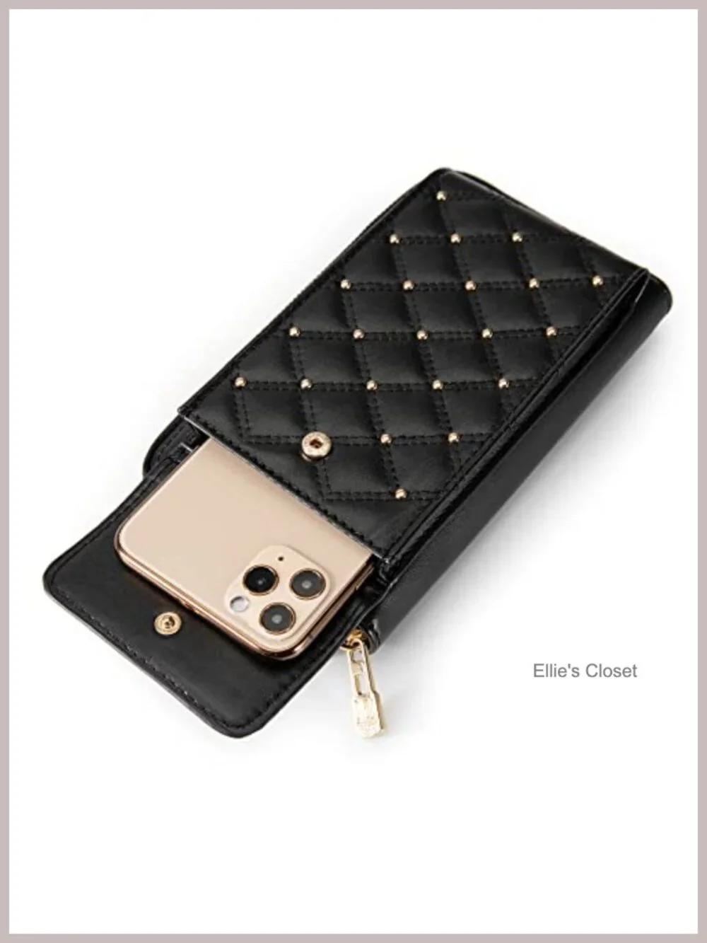 Quilted Vegan Leather Crossbody Phone Purse RFID Blocking Wallet Adjustable
